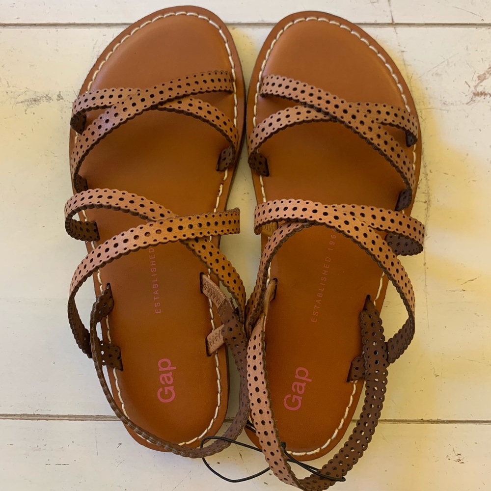 Gap Cognac Strappy Leather Sandals. NWT